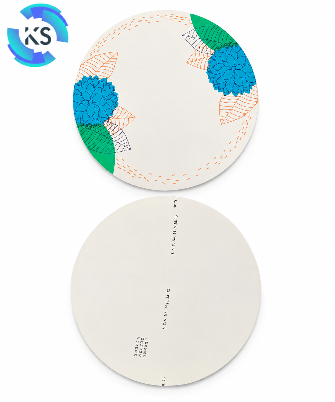 SBS Coated No. 14 (SMT) 12.40-inch coated paper circle raw material with floral printed surface