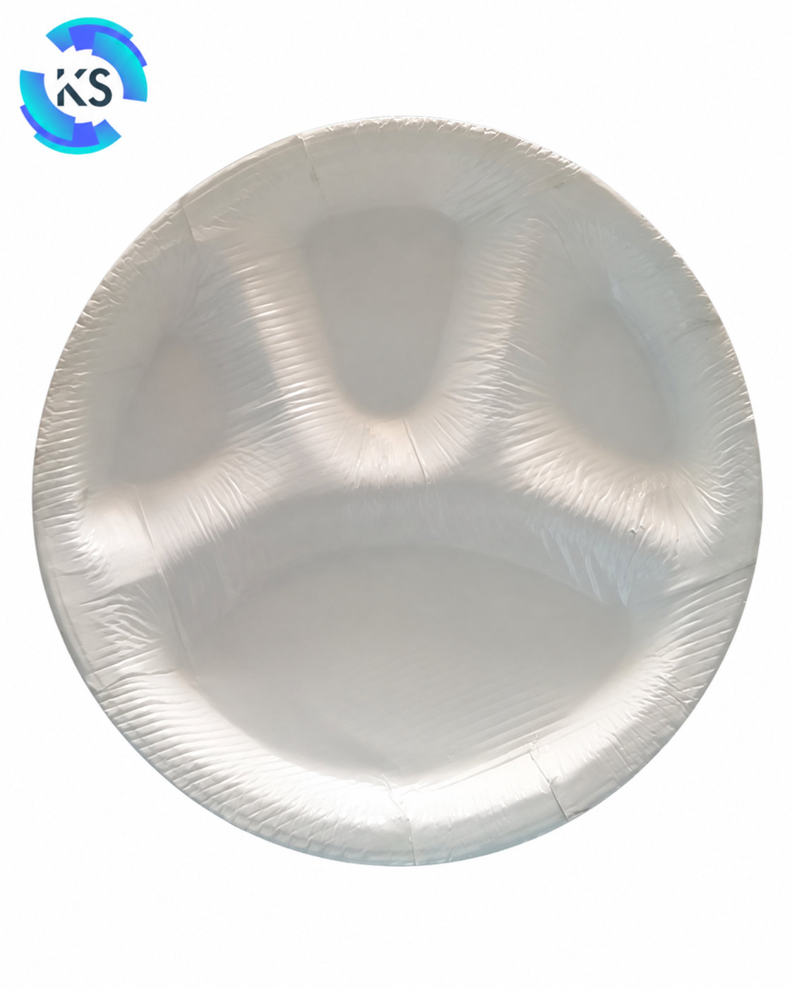 400 GSM Four Compartment Plate (Corrugation) available in 12-inch and 13-inch sizes with white, brown and grey colour options.